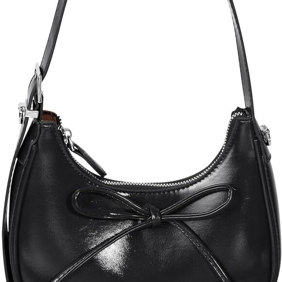 Shoulder Bag for Women - Bow Clutch Purse PU Leather, Removable Chain Crossbody - Picture 1 of 7